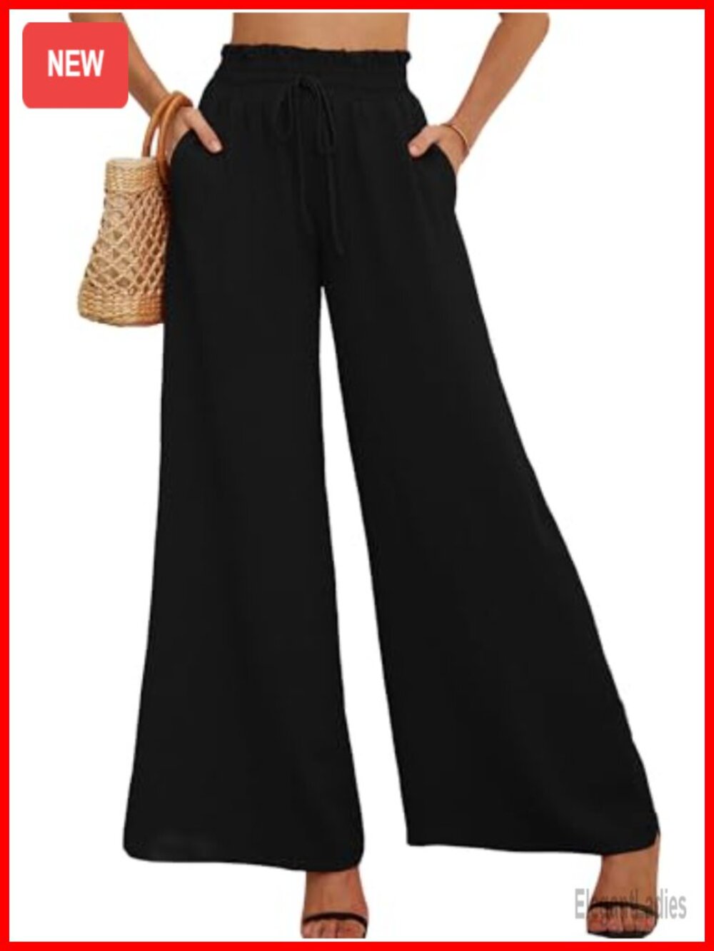 Women's Wide Leg Dress Pants with Pockets High Waisted Tie Knot Lounge Trousers